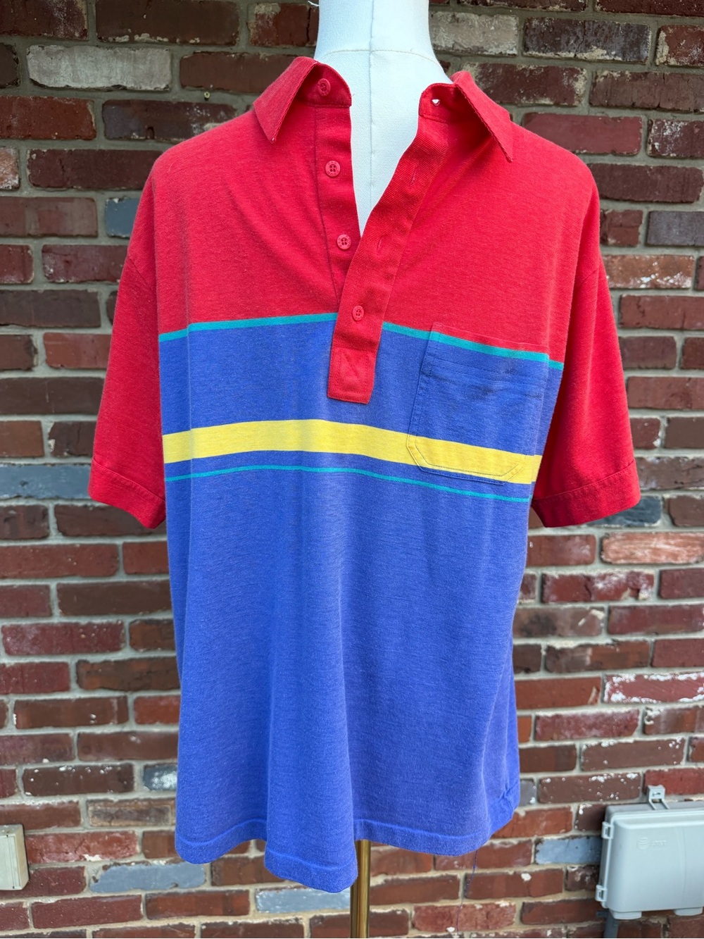 Vintage 90s Par Four Colorblock Striped Polo Shirt Mens